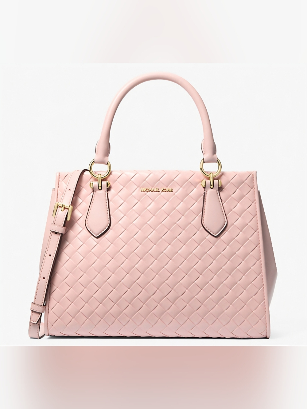 Michael Kors Blush Pink Woven Leather Satchel - Picture 1 of 8